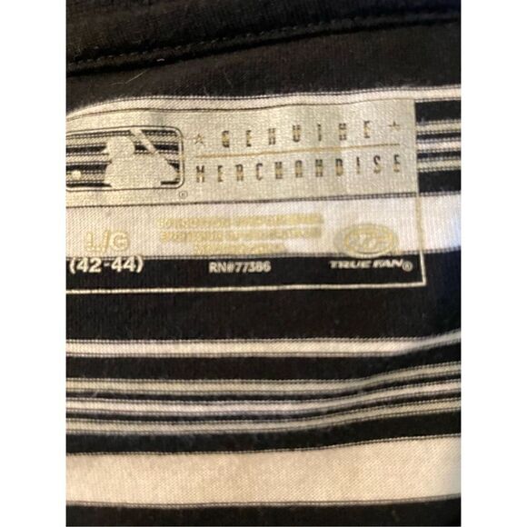 Genuine Merchandise True Fan Black&White Striped Half Button Down Short Sleeve S - Picture 4 of 10